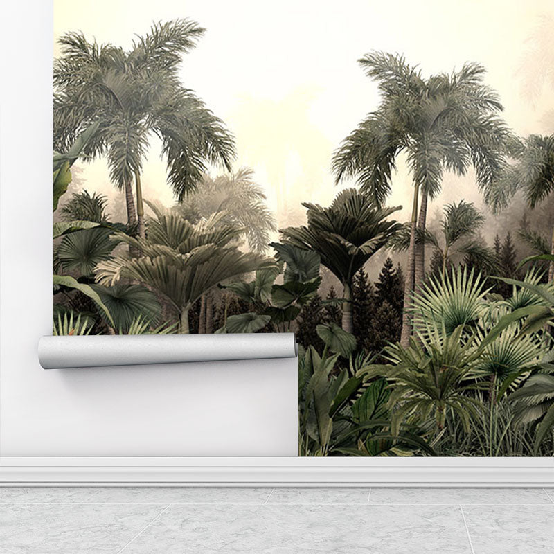 Tropical trees and leaves in a cloudy forest wall sticker
