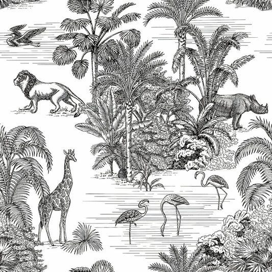 Ilustración safari en blanco y negro