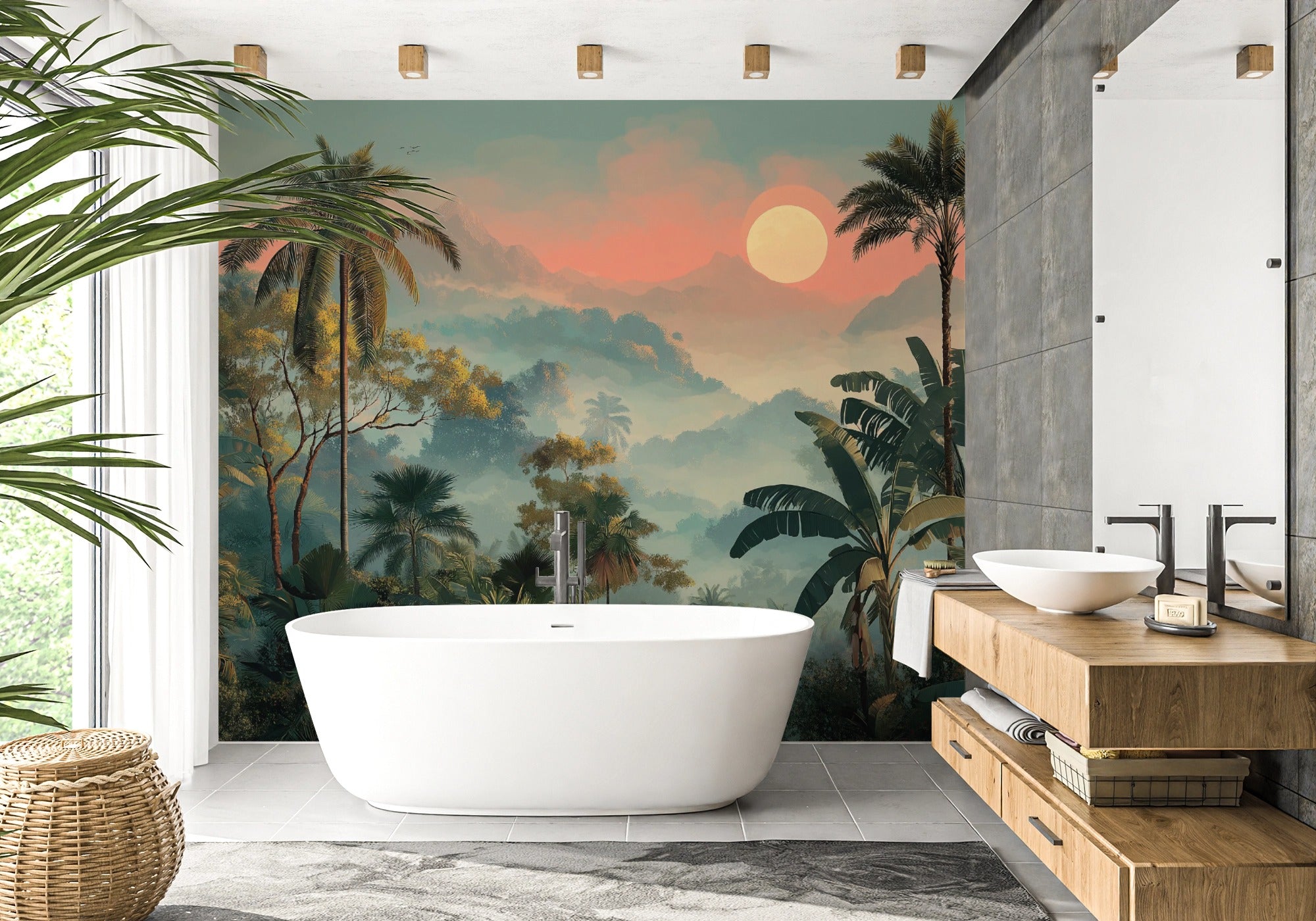 Tropical landscape at sunset