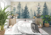 Scandinavian Forest Landscape: Snowy Trees in Fog and Calm