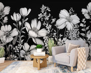 Monochrome Botanical Art: Black and White Flowers with a Vintage Touch