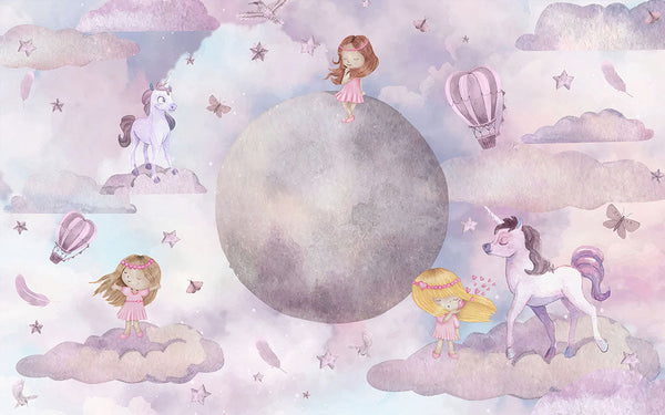 Sueños en las nubes: Mural mágico para habitaciones infantiles