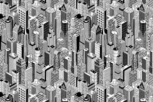Diseño de ciudad en blanco y negro.