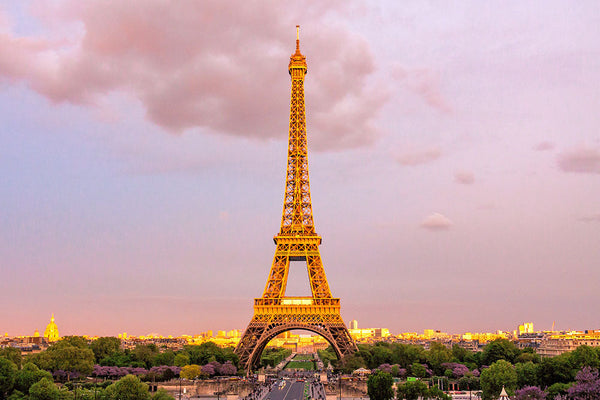 Esplendor parisino: la Torre Eiffel iluminada al atardecer