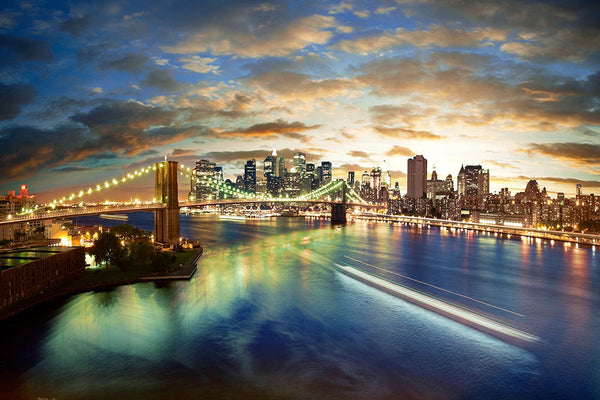 Oasis urbano: el puente de Brooklyn al atardecer