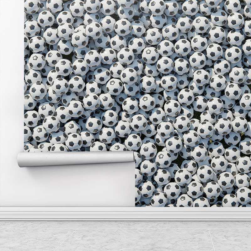 Infinite soccer balls wallpaper wall