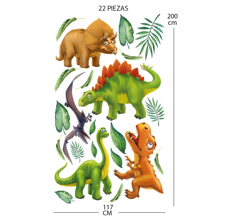 Set de vinilos dinosaurios animados
