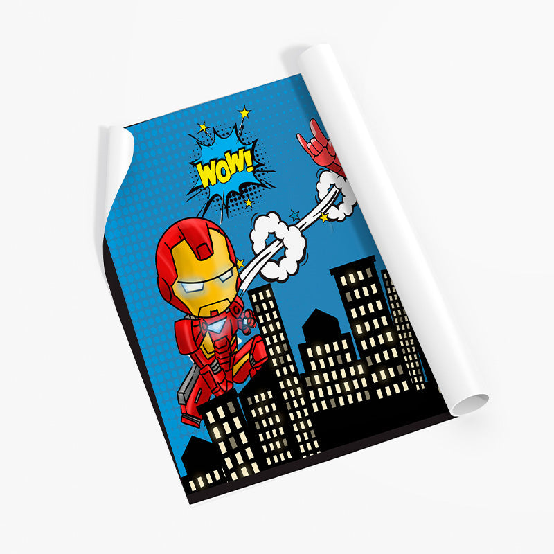 Cenefa super héroes animados stickers de pared