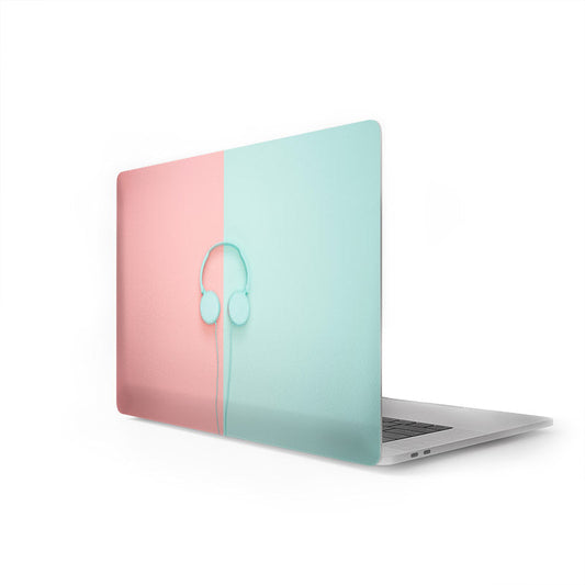 Skins para laptop de auriculares con fondo en rosa y azul vinilo decorativo